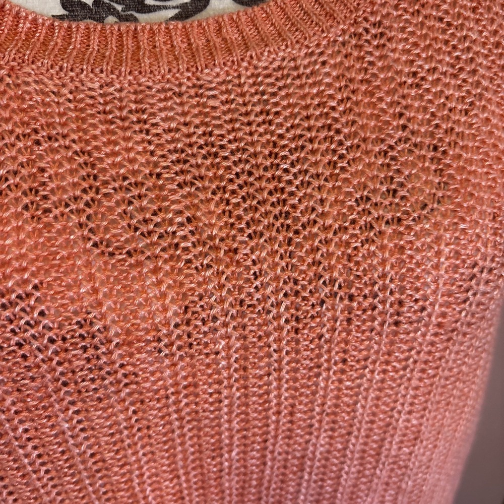 Talbots 100% Linen Sleeveless Sweater Sz XL. Peach Color. - Picture 2 of 7